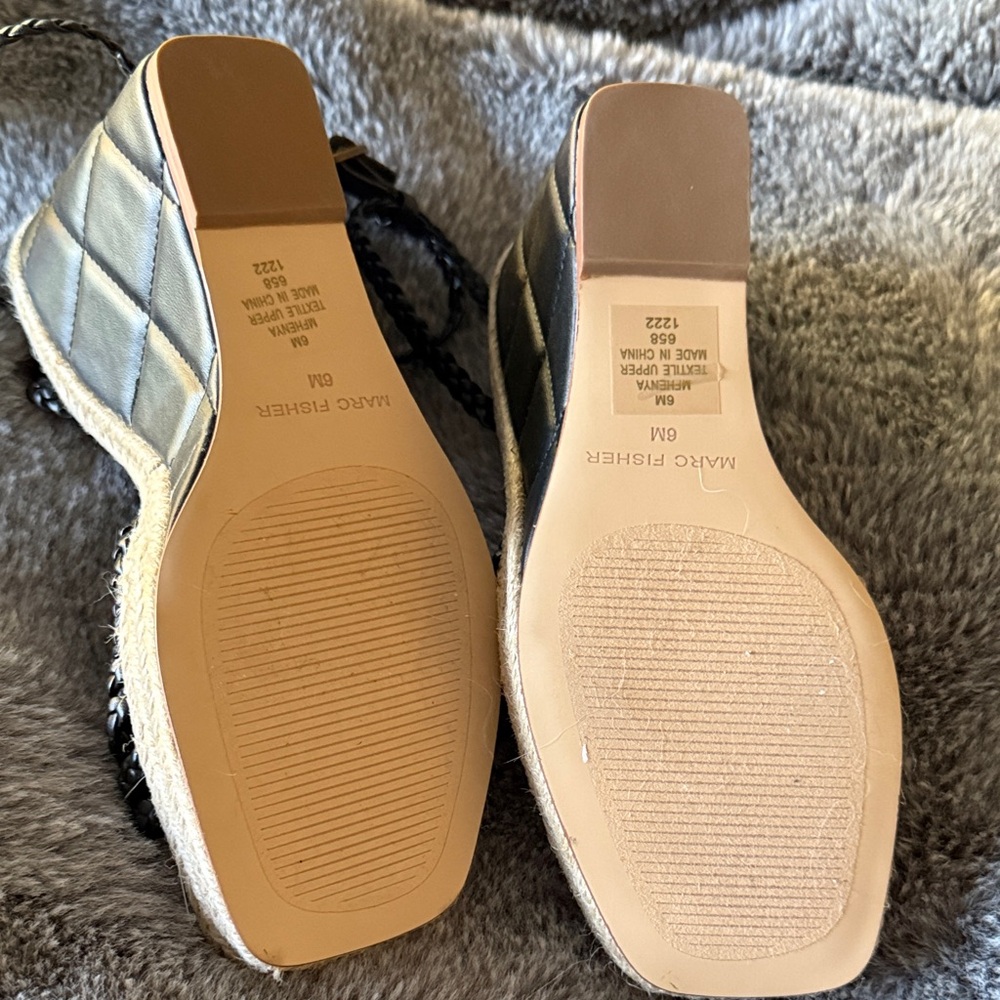 Marc Fisher Black and Gold Espadrille Sandals - Picture 5 of 5